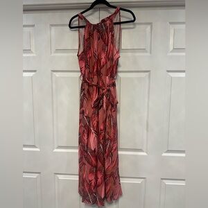 BloomChic Pink and Black Leaf Maxi Dress